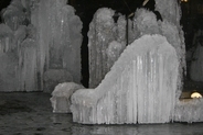 Frozen Tinguely fountain in Basle during winter time